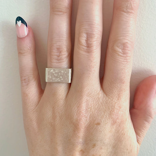 Textured Square Silver Ring