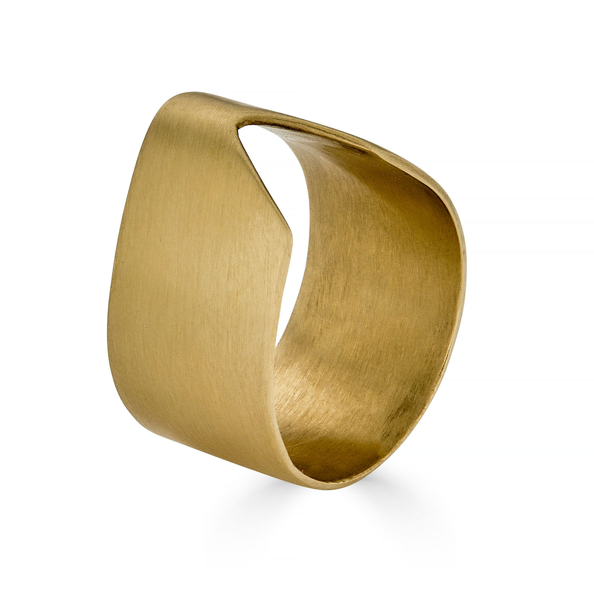 Chevron Ring in eco-friendly brass, top view showing V-cut detail – Black Heart Jewelers
