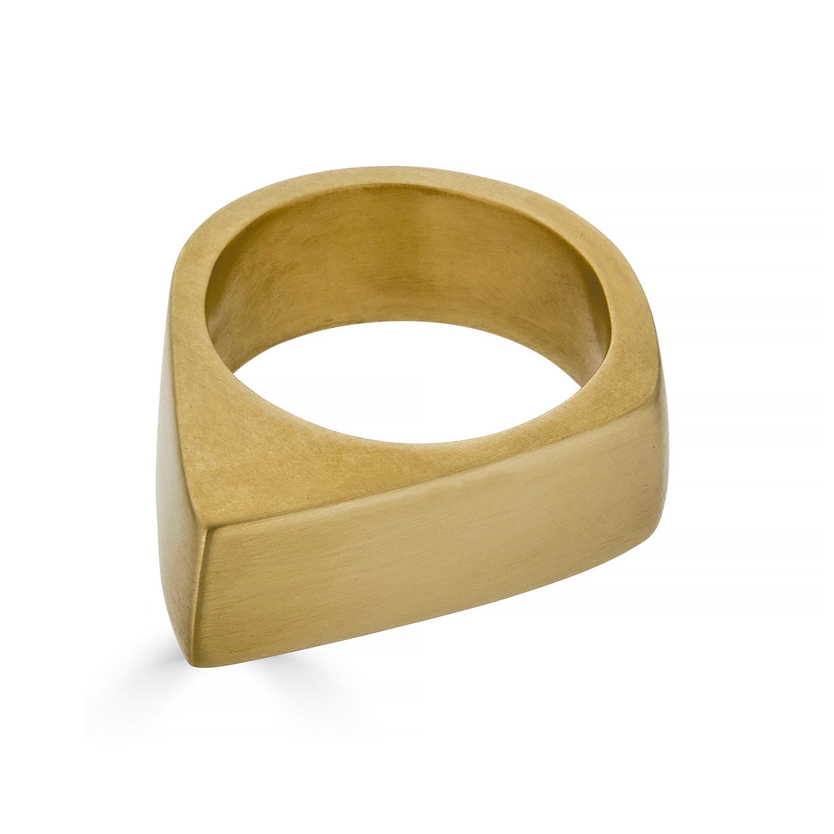 Pyramid Ring in eco-friendly brass, angled studio shot on white background showing flat-top silhouette – Black Heart Jewelers