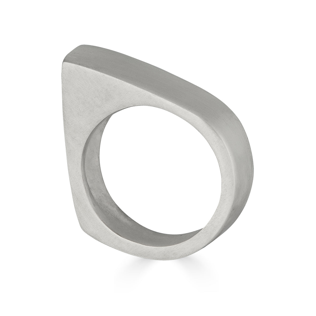Pyramid Ring in recycled sterling silver, front view on white background showing triangular peak detail – Black Heart Jewelers